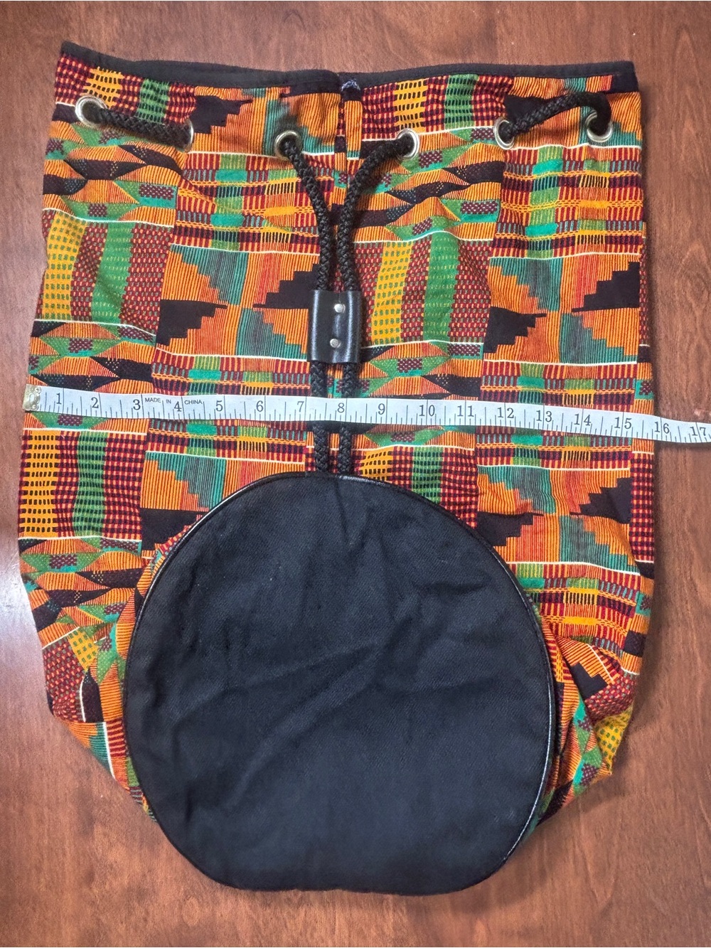 Multicolor Kente-Pattern Drawstring Backpack - Men - Picture 7 of 8